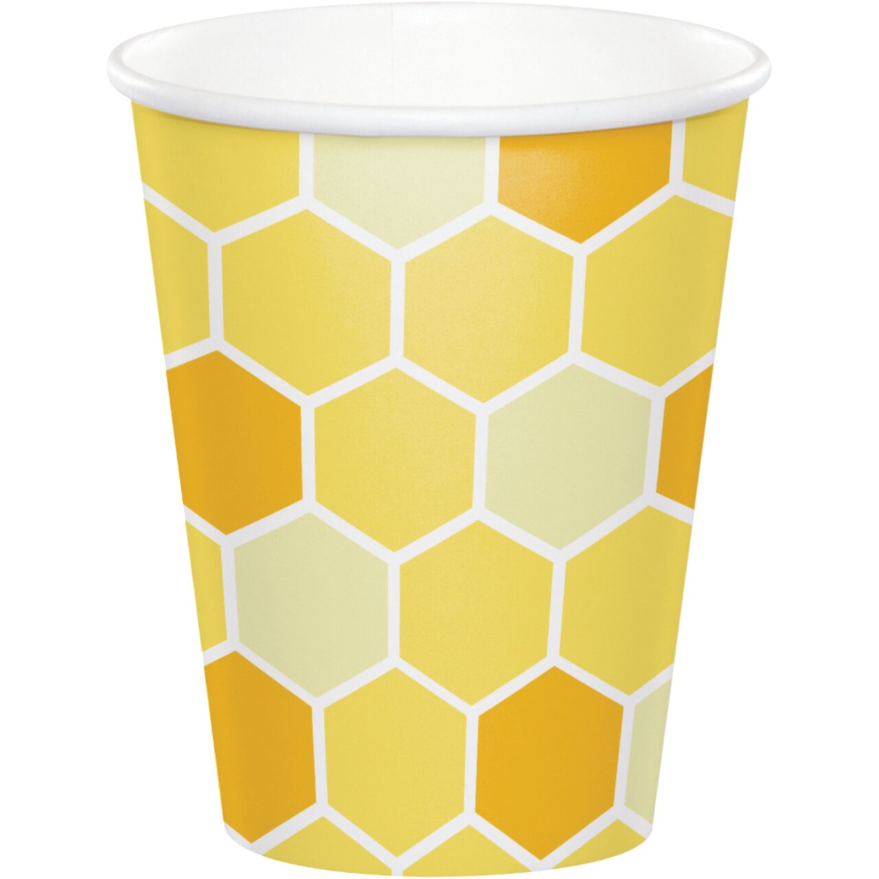 Party Central Club Pack of 96 Yellow and White Bumblebee Baby Cups 9 oz.